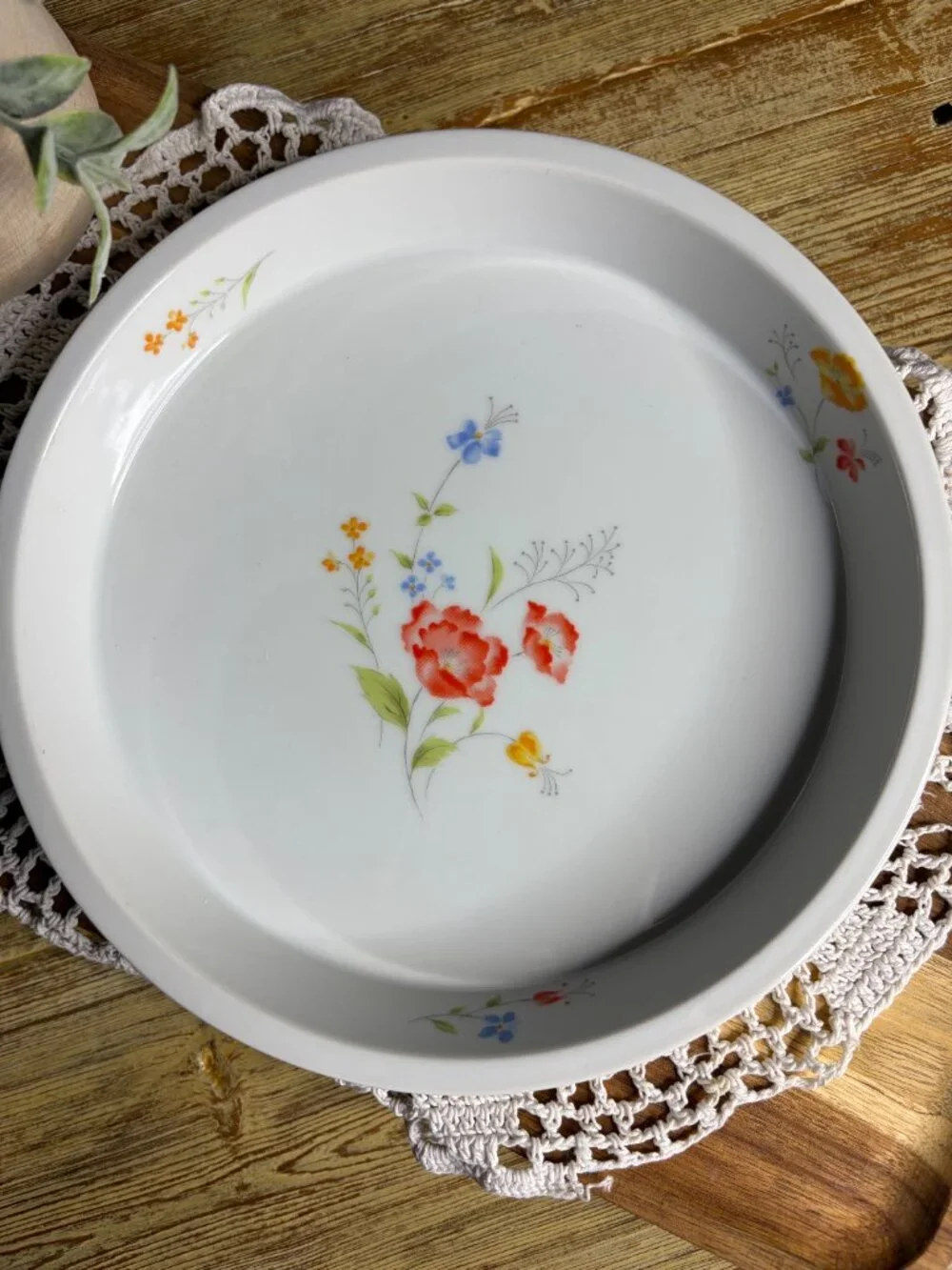 Vintage Hearthside Poppy Garden Porcelain Pie Plate Dish Bake N Serve Japan